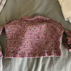 Purple strapless top